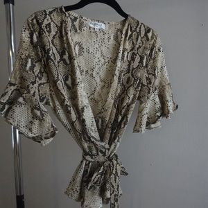 Snake print wrap top